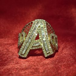 10k Yellow Gold Diamond Initial Ring 1.75 ctw