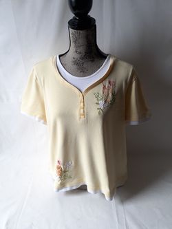 Alfred Dunner women's embroidered short sleeve top size PXL
