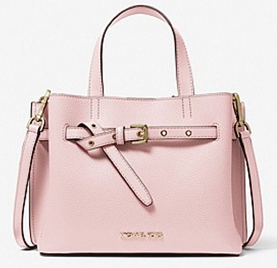 New Michael Kors Blush Pink Small Pebbled Leather Satchel Crossbody Bag