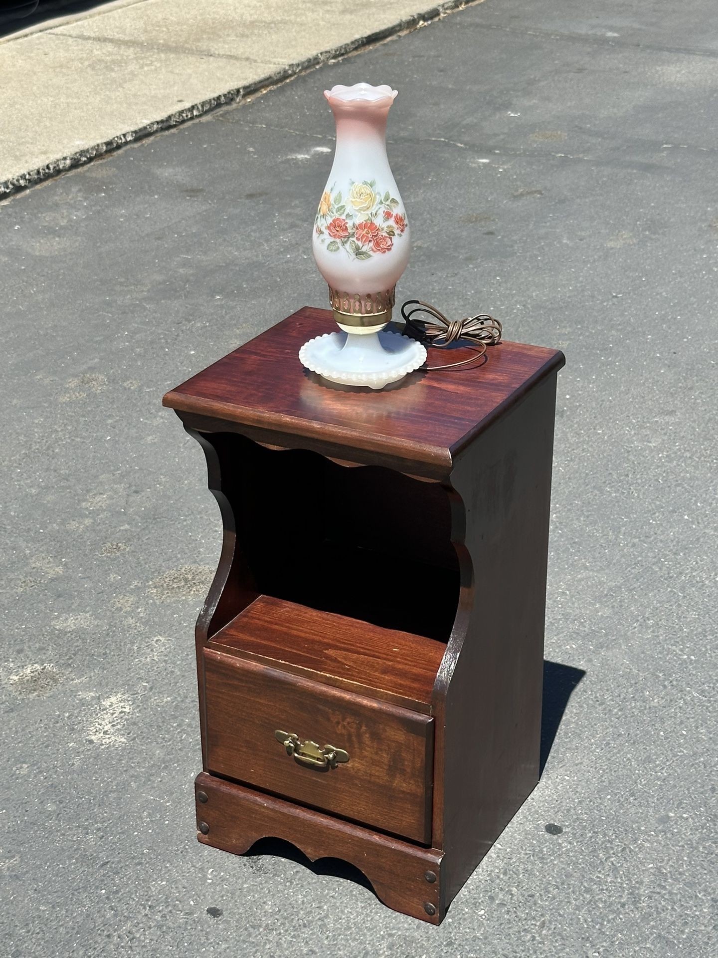 Vintage Lamp And Antique End Table