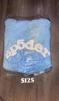 Blue and white rhinestone Sp5der hoodie