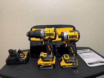 DEWALT 20V MAX XR Hammer Drill and Impact Driver 2 Tool Cordless Combo Kit with (2) Batteries, Charger, and Bag.