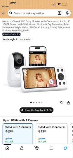 Momcozy Smart WiFi Baby Monitor with Camera and Audio
