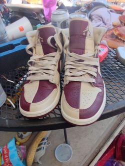 Air Jordan 1 Mid Maroon Cream Sneakers