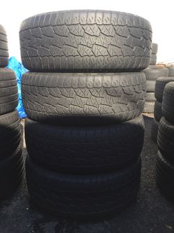 275/55/20 hankook dynapro set of used tires in great condition 60-70% tread 250$ plus tax for 4. Installation balance and alignment available but not