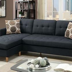 Brand New Black Retro Style Sectional Sofa
