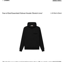 Fear of God Black Essentials Hoodie Size L 