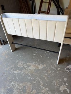 Full size velvet cream colored LED headboard with power outlet