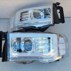 02-05 Dodge Ram LED DRL Projector Headlights Luces Calaveras Micas Faros Focos Faroles Headlamps 