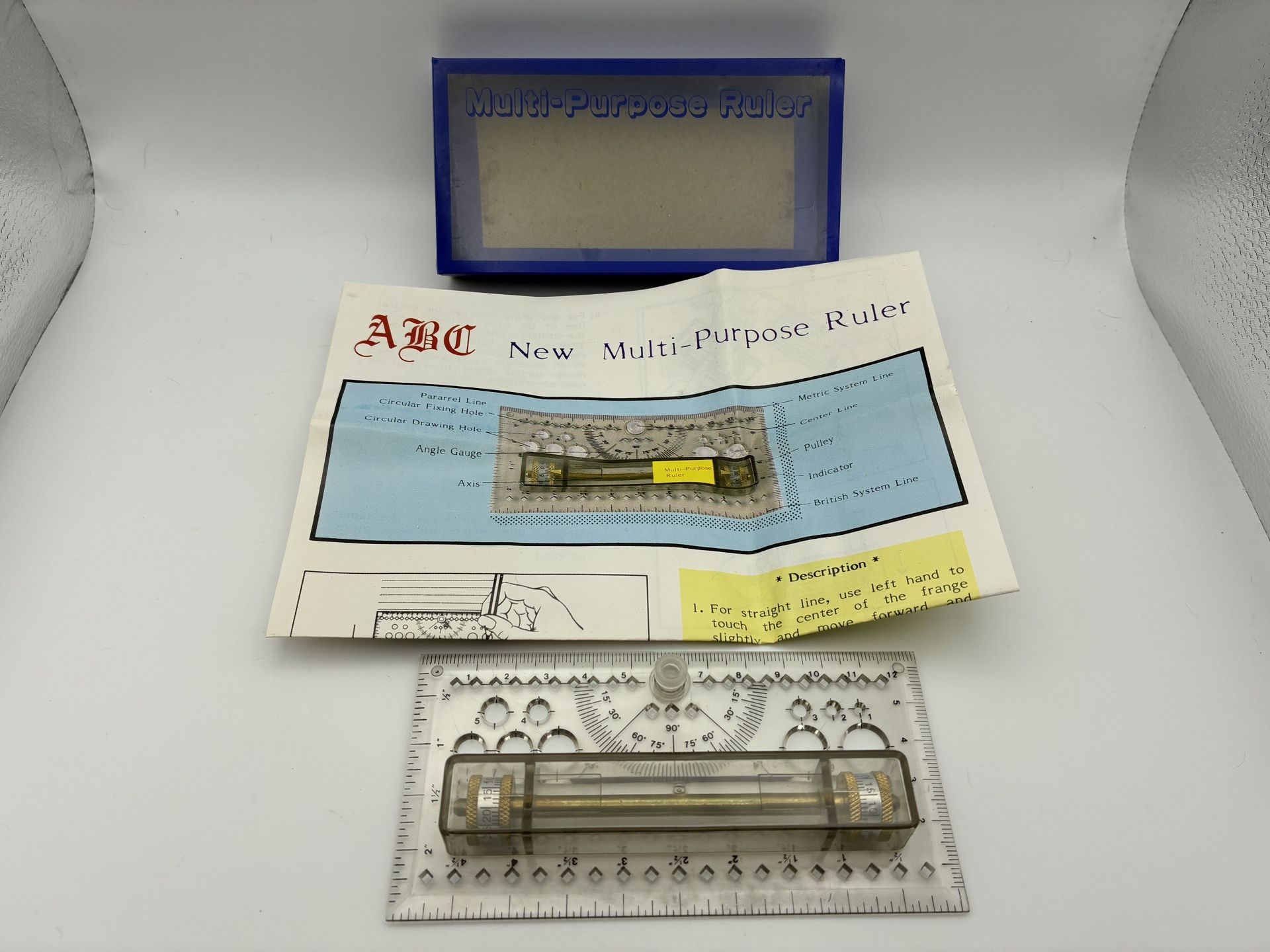 Vintage Multipurpose Rolling Ruler Draftsman Tool Sewing Quilting