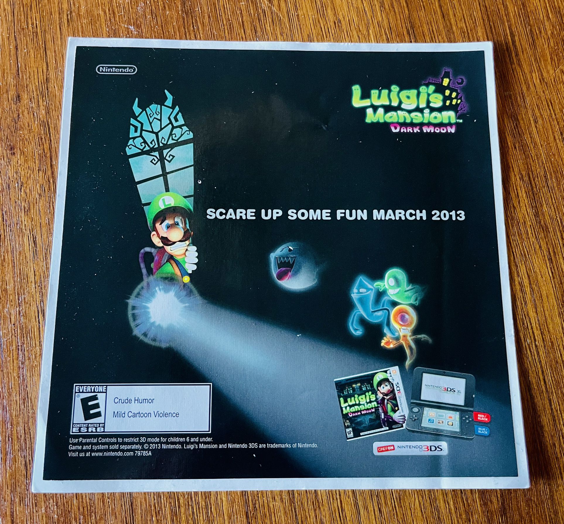 Vintage Nintendo 3DS Luigi’s Mansion Dark Moon PROMO Sticker 6”