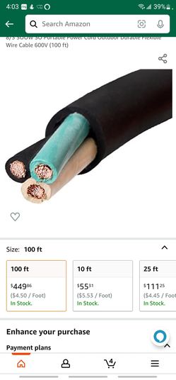 Flexible Power SOOW Cord 100feet 600 Volts