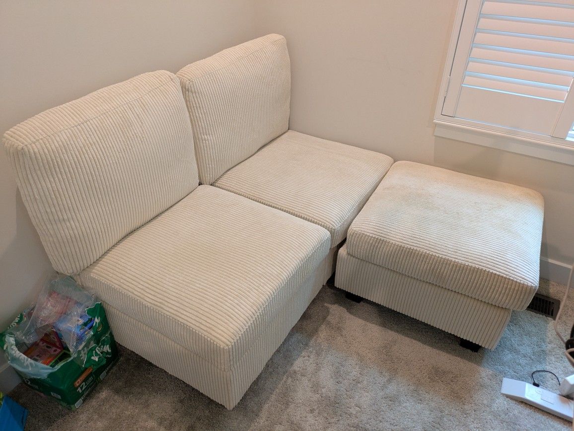 Storage Loveseat/couch with ottoman