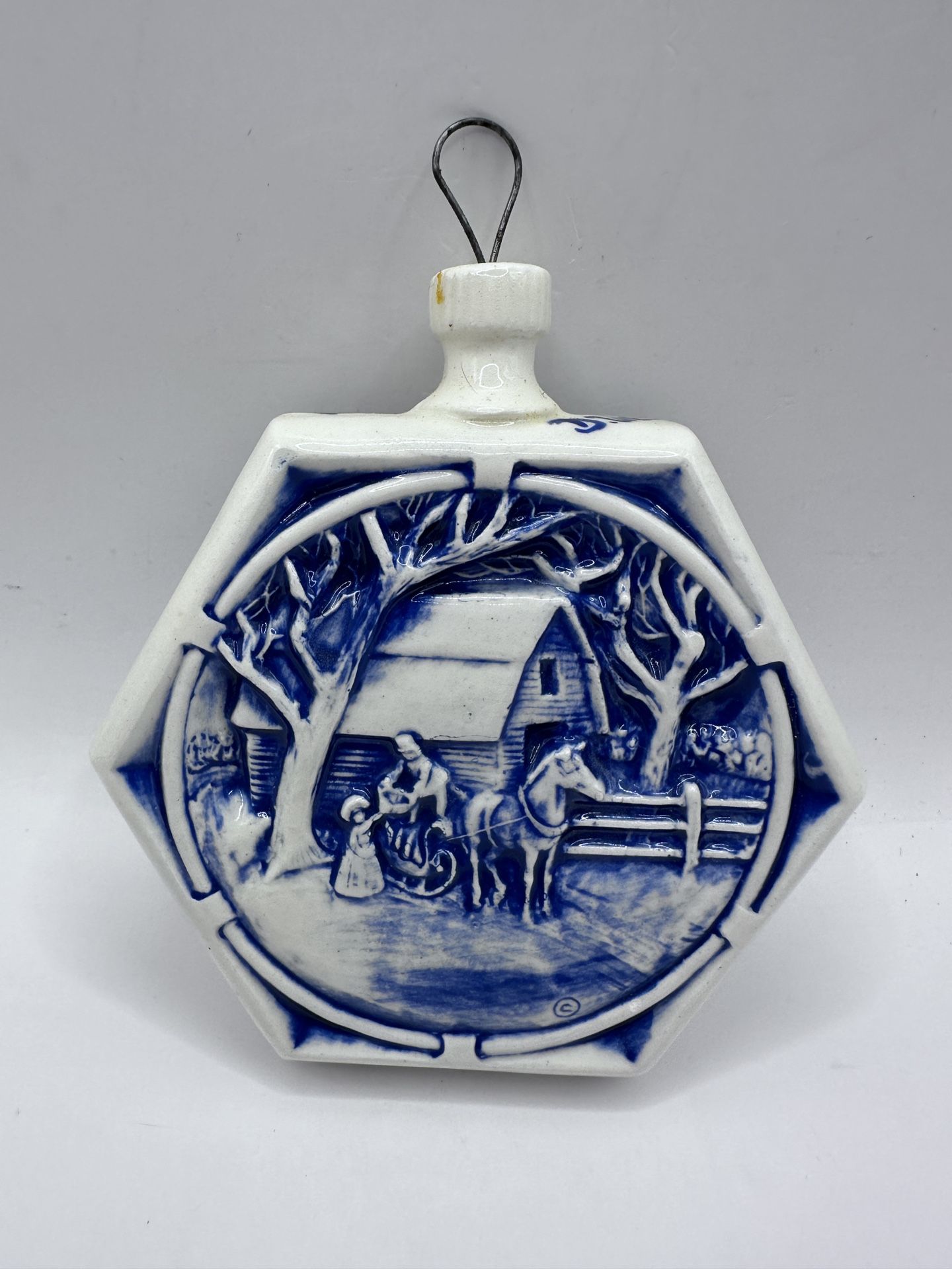 Vintage Delft Holland Blue and White Ceramic Christmas Ornament
