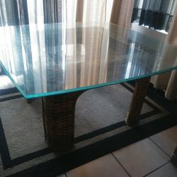 Bamboo/Glass Coffee Table
