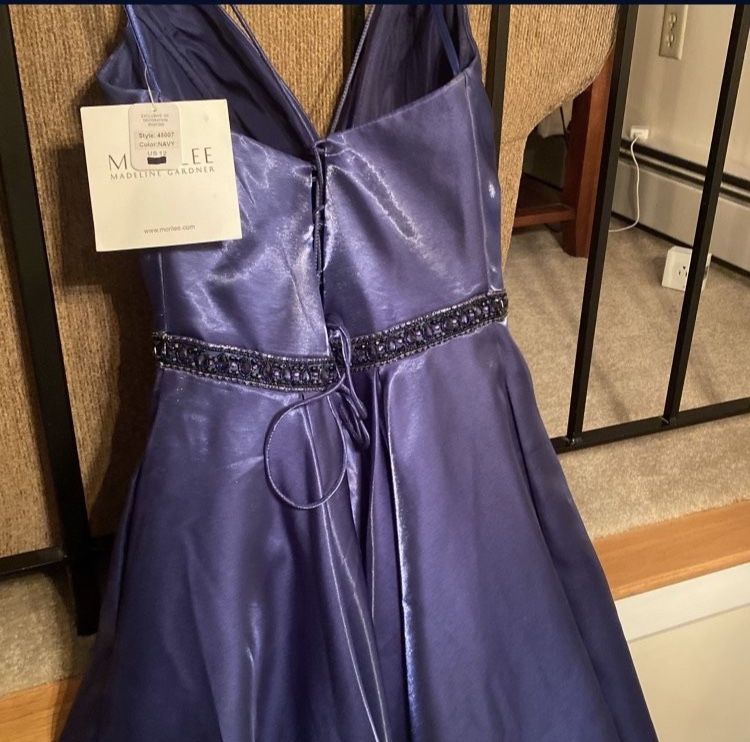 New Navy Blue Prom/Wedding Dress Size 12 NWT With Jewlery