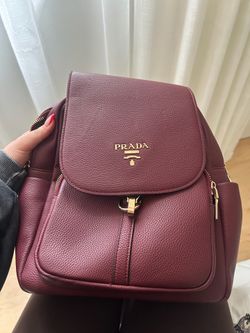 Prada Backpack Bordeaux Burgundy Leather — Authentic, Gold Hardware