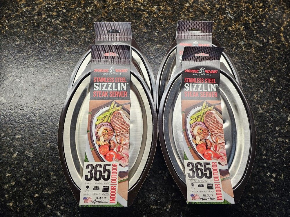 4 Nordicware Stainless Steel Sizzlin' Steak Servers