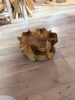 Hand-Carved Teak Root Wood Bowl