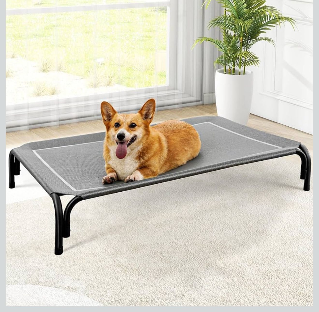 Elevated dog bed hammock outdoor cooling 35.5” X 25.5” X 8” Tall Off Ground