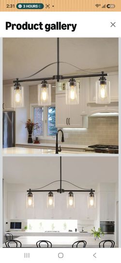 Island Light for Kitchen, 4-Light Linear Chandelier Pendant Lighting for Kitchen Island