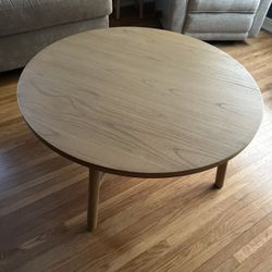 Round Natural Wood Coffee Table 