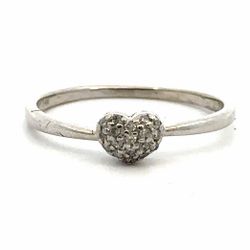 Woman’s Ladies 14k White Gold Diamond Heart Band Ring Size 7 GP3100130