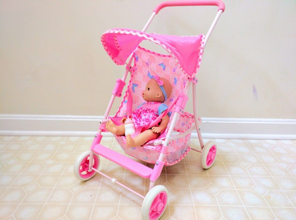 Doll Stroller, interactive baby said" I love you mama" + bottle