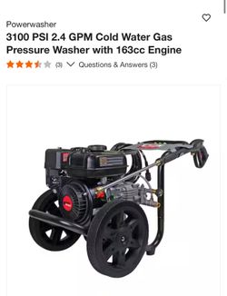 Powerwasher 3100 PSI 2.4 GPM Cold Water Gas Pressure Washer with 163cc Engine