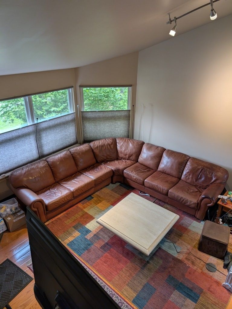 Leather Couch Stone Travertine Coffee Table