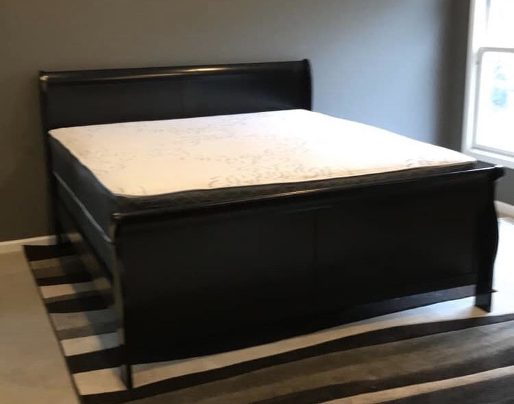 Black King Bed Frame with Mattress Set!! Brand New Free Delivery