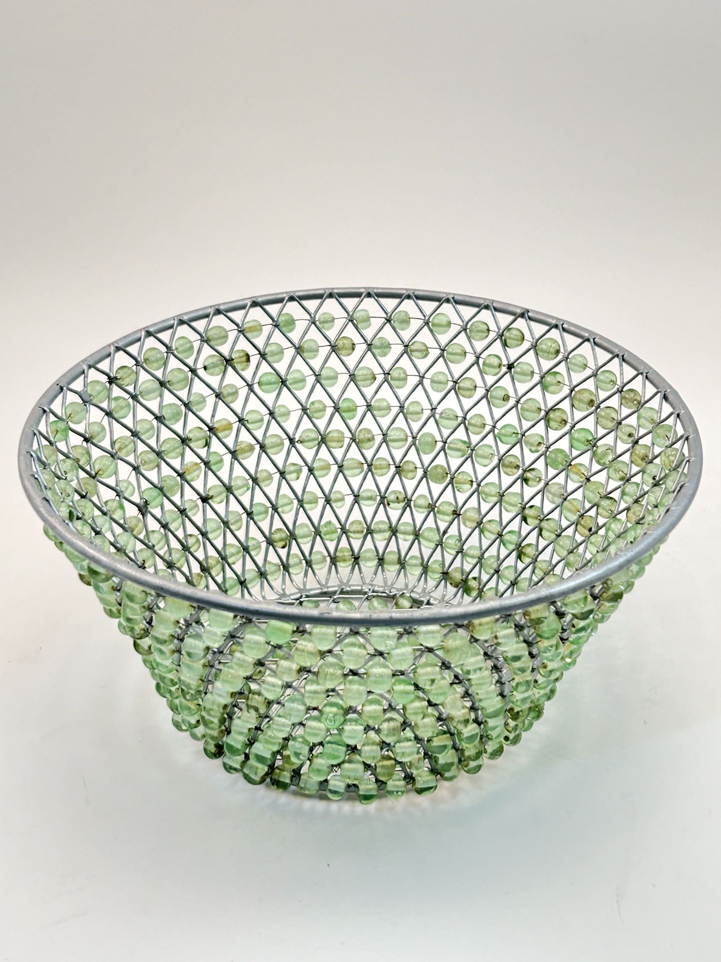 Wire & Green Marble Beads Basket
