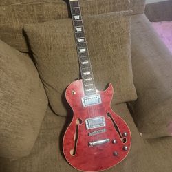 Red Electric Guitar Semi-Hollow Body
