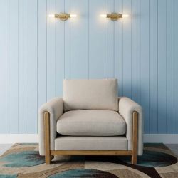 Brand New Adika Upholstered Club Chair with Wood Trim
