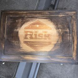 RUSTIC RISK EDITION IN RUSTIC BOX WOOD GAME BOARD