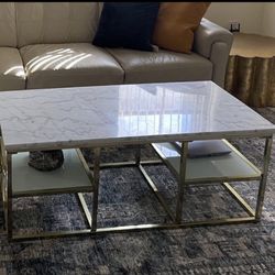Marble Coffee Table With Gold Frame 