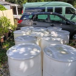 White 55 Gallon barrels
