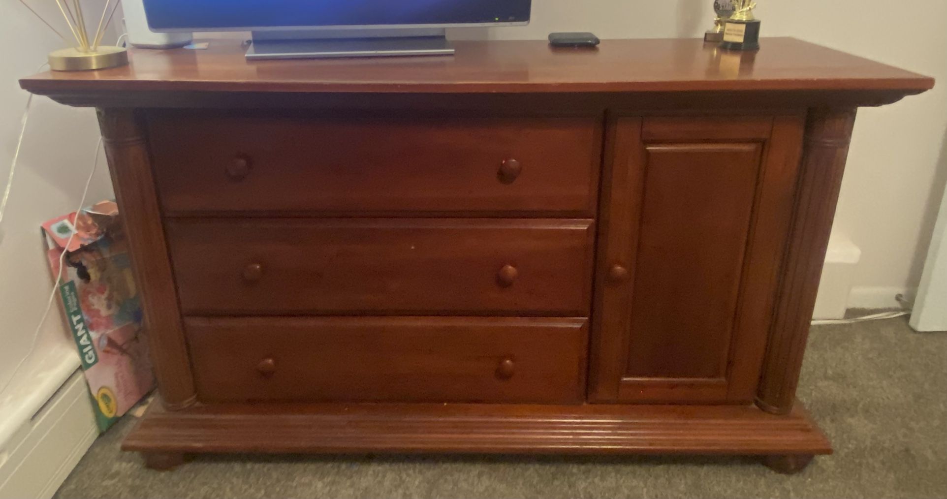 Solid wood Dresser/Changing Table And armoire