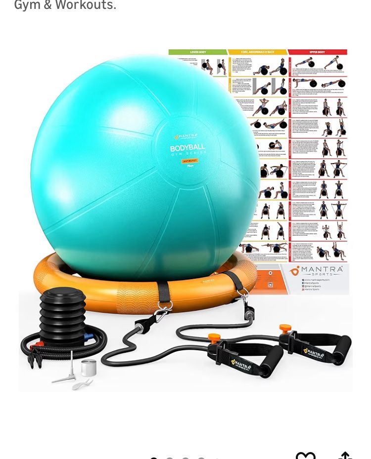 Exercise Ball + Resistance Bands + Massager 