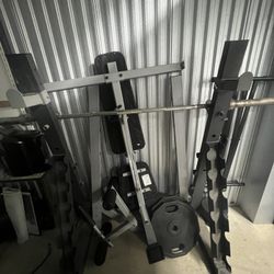 Bench Press With Weights And Gym Pads 