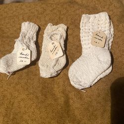 3pair Of Hand Made Porcelain Doll Socks