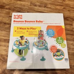 Bright Starts Bounce Bounce Baby 2-in-1 Activity Center Jumper & Table, Playful Pond, Green, Ages 6 Months and Up