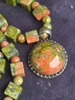 unakite jasper stone necklace