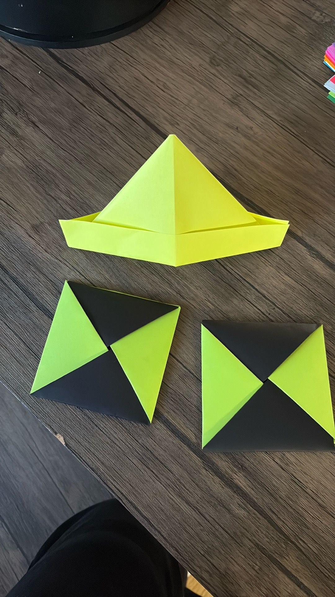 Selling paper hat and ddakji both origami. Selling all 3