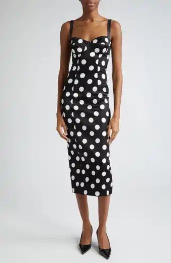 Dolce&Gabbana Polka Dot Ruched Satin Sheath Dress ***NWT***