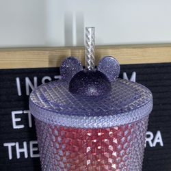 Midnight Purple Glitter Mickey Straw Topper