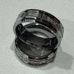 TUNGSTEN CARBIDE ring with ZIRCON STONES 