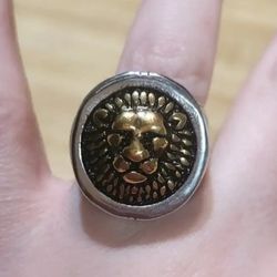 Stainless Steel Gold Plated Lion of Judah Ring for Men Size 8