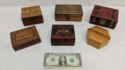6 Small Vintage Wooden Boxes