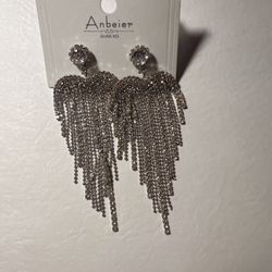 925 Sterling Silver Long Tassel Earrings 